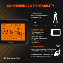 Voice Caddie Portable Golf Launch Monitor and Swing Analyzer with Real-Time Shot Data Tracking – Ideal Golf Swing Trainer/Training Equipment for Indoor or Outdoor Use, 12-Hr Battery Life