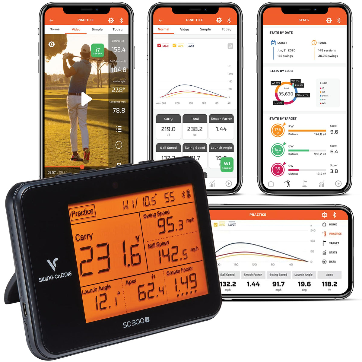 Voice Caddie Portable Golf Launch Monitor and Swing Analyzer with Real-Time Shot Data Tracking – Ideal Golf Swing Trainer/Training Equipment for Indoor or Outdoor Use, 12-Hr Battery Life